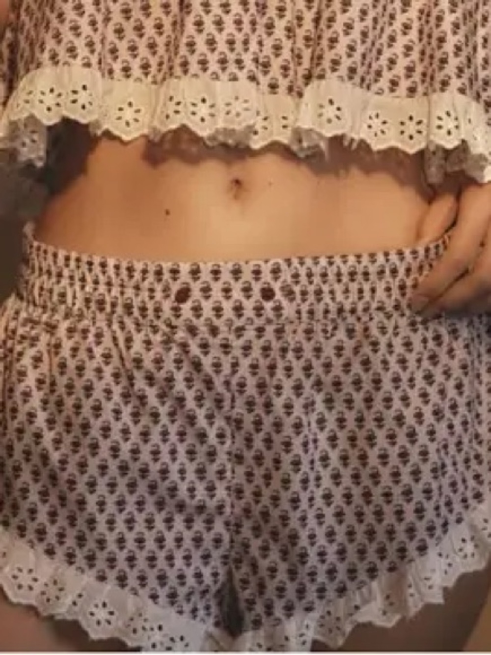 Anthropologie Floral Eyelet Trim Pajama Bottoms in Purple